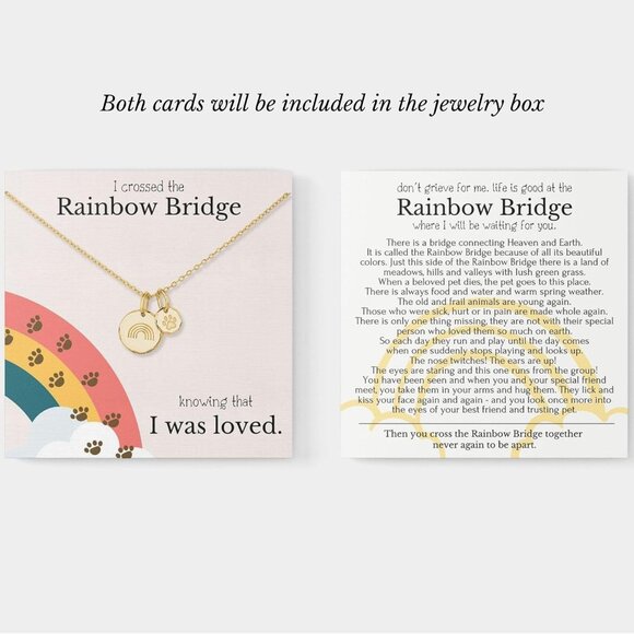 Pet Memorial Necklace Sterling Silver Gold Paw Cross Charm Sympathy Gift - Picture 6 of 6